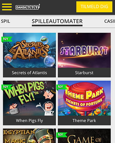 Her ser du eksempler på spilleautomater fra et mobil casino