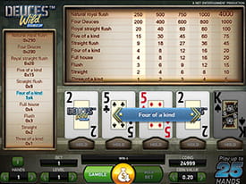 Video poker hvor spilleren lige har vundet en runde