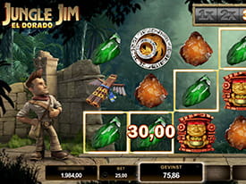 Hovedfiguren ser på imens at spilleren lige har vundet 75.86 kr. med en multiplikator. Multiplikatoren kan ses i øverst i højre hjørne